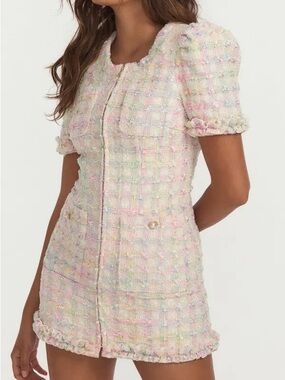 LoveShackFancy Hermosa Tweed Mini Dress